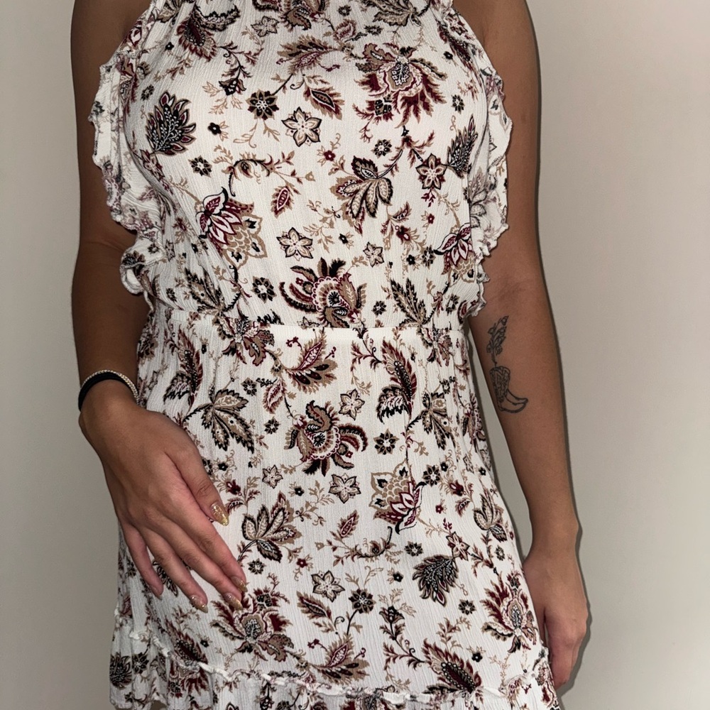 Wallflower White and Brown Floral Mini Dress